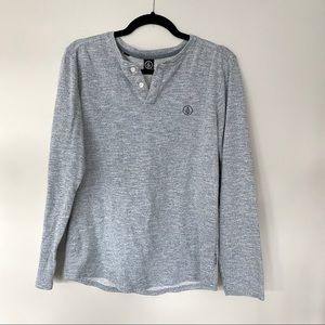 EVERYTHING $6/Volcom Heathered Blue Henley Sweater/Thermal